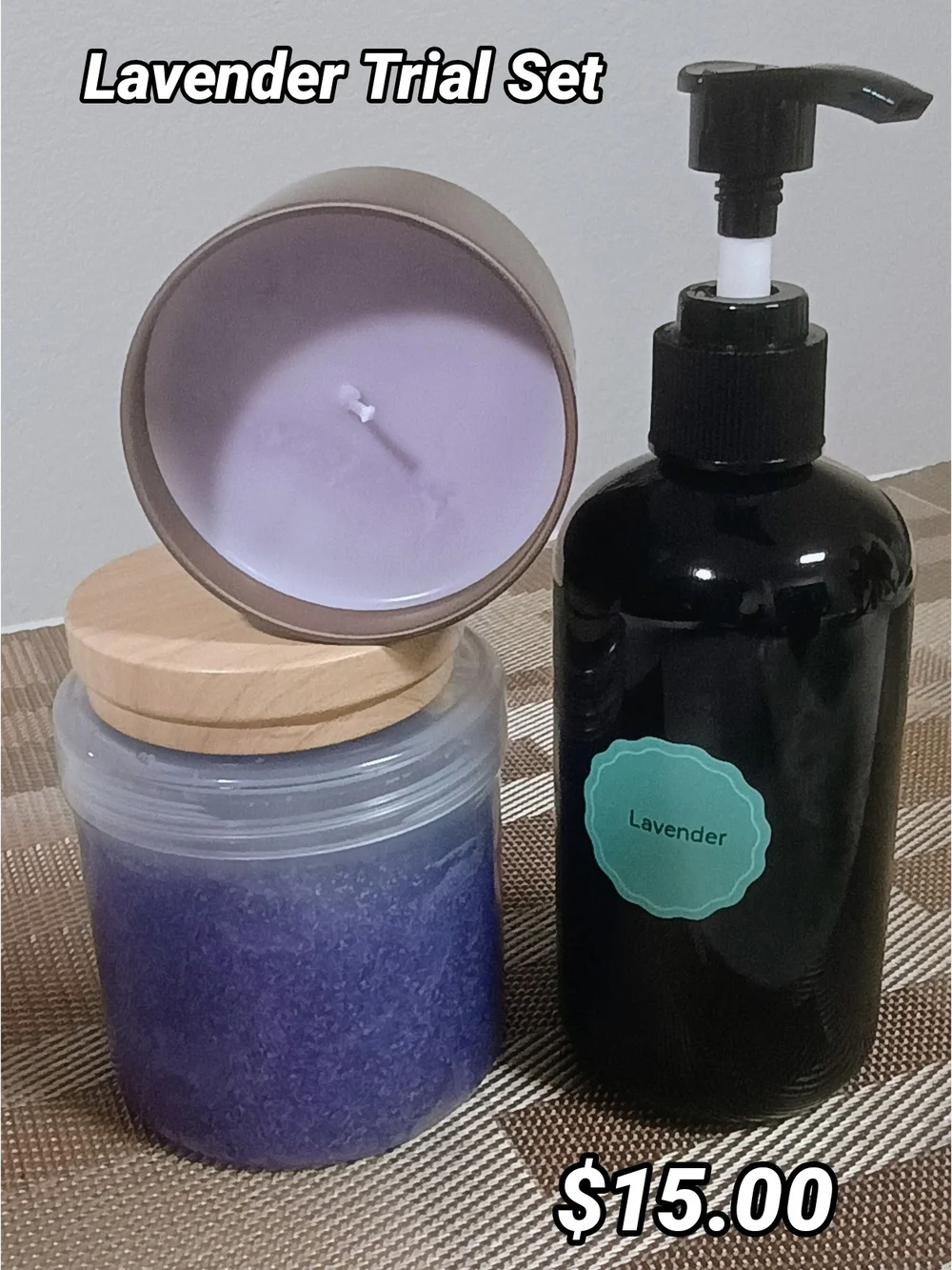 Bath & Body Set - Scented Candle, Scrub & Body Lotion